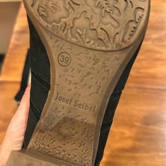 Josef Seibel Bonnie Ankle Boot 39 8 1/2 Booties Black Leather 3” Chunky Heel - Picture 8 of 14